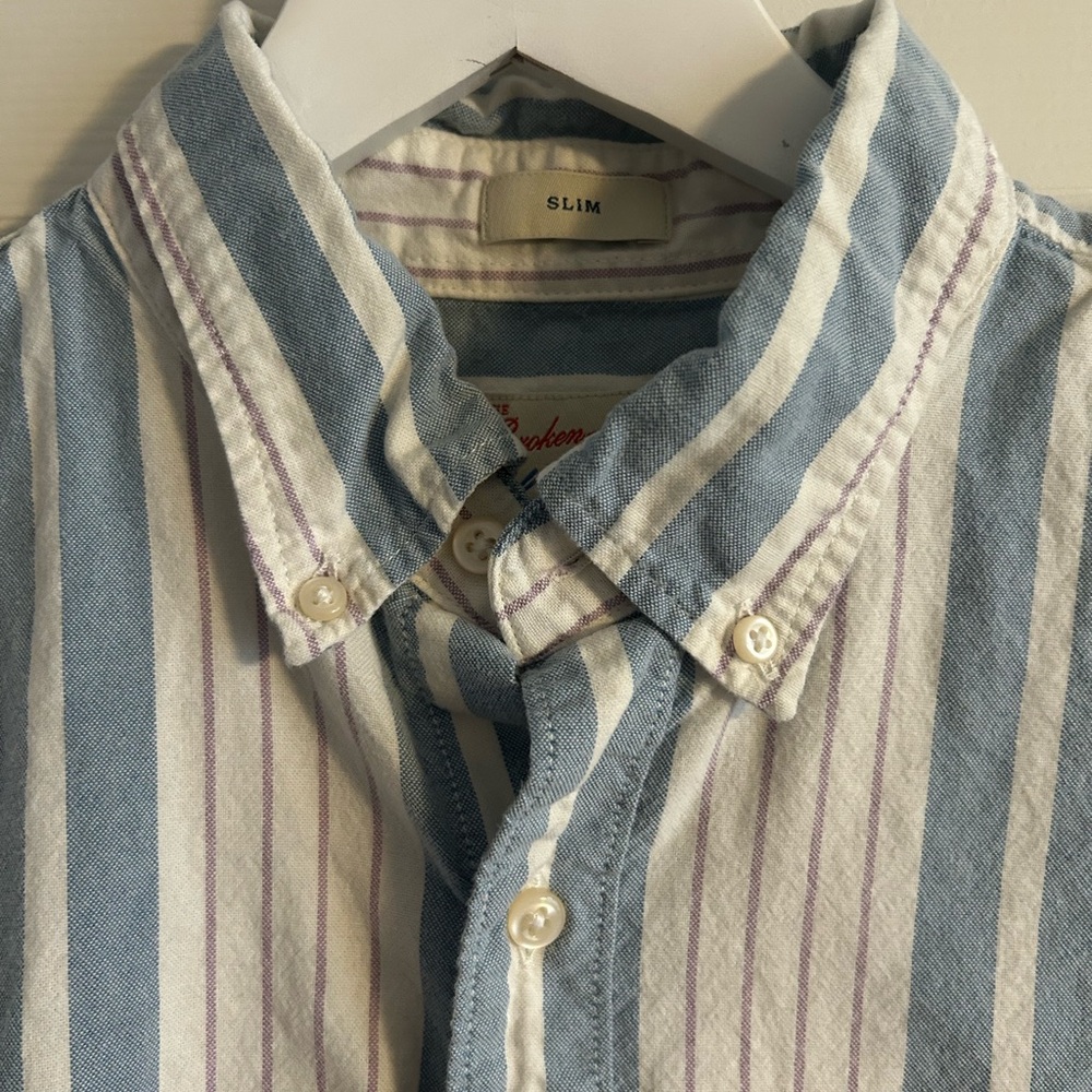 J. Crew Men’s Striped Short Sleeve Button Down - Picture 4 of 5